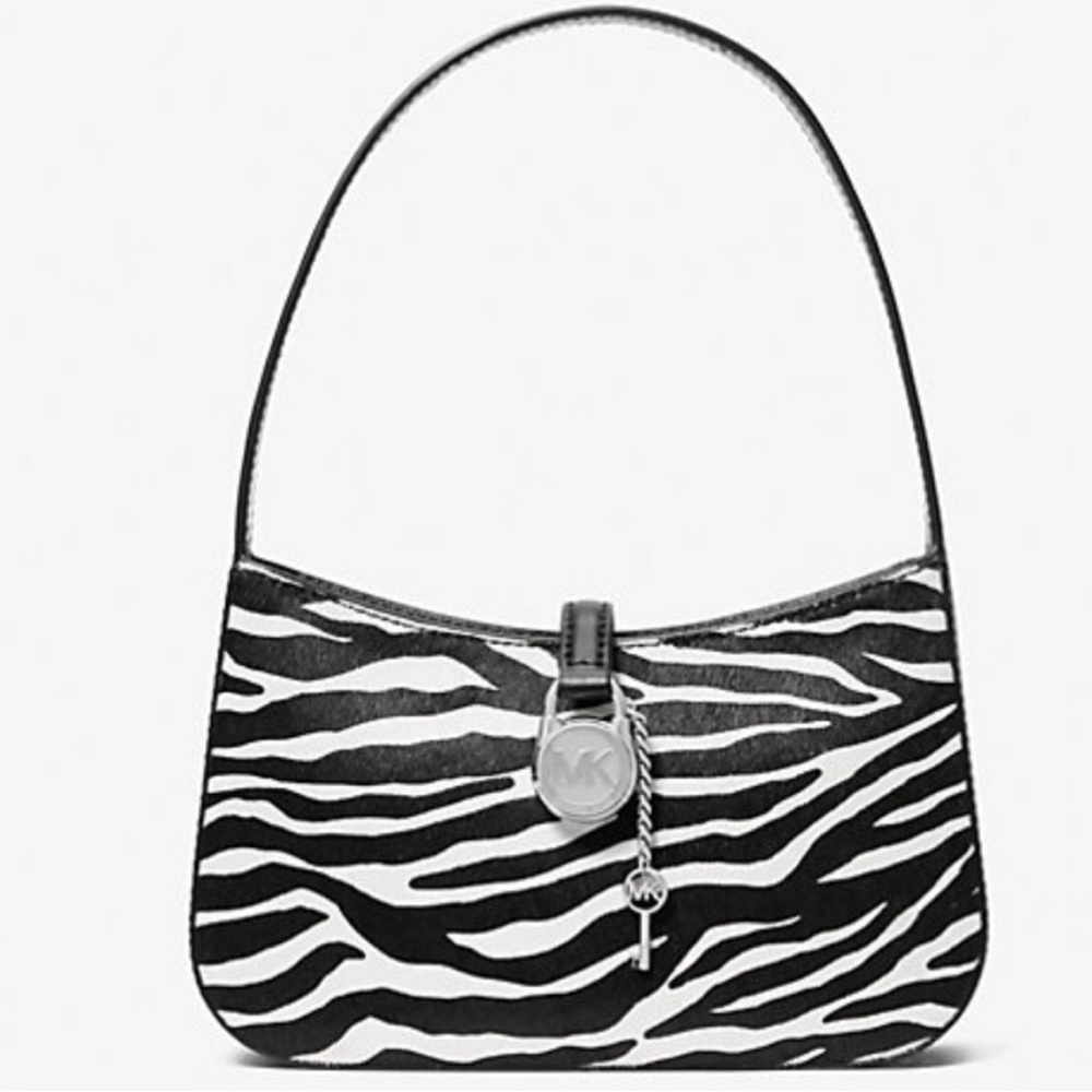 Michael Kors Lyra Small Zebra Calf Hair Pouchette Shoulder Bag